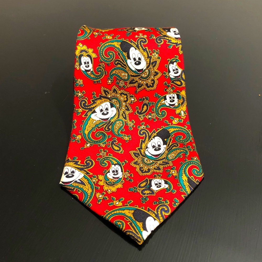 Vintage Mickey Mouse Tie, Burgundy Red